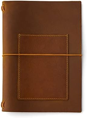 Pluma Paper Company Crazy Horse Horse Leather A5 Traveler's Notebook Capa com bolso A5
