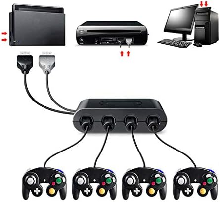 CIYOON 4PORT USB para GameCube NGC Controller Adaptador para Nintendo Switch/Wii U/PC 3in1