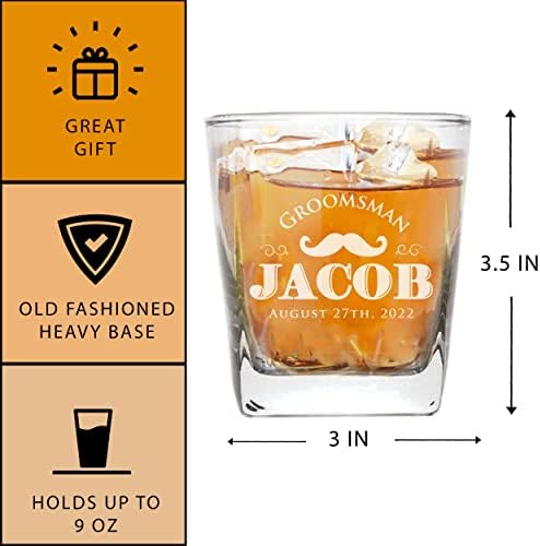 Groomsmen Whisky Bourbon Glasses Scotchs - 9 oz - Vidro de vidro gravado e monogramado personalizado gravado e monogramado