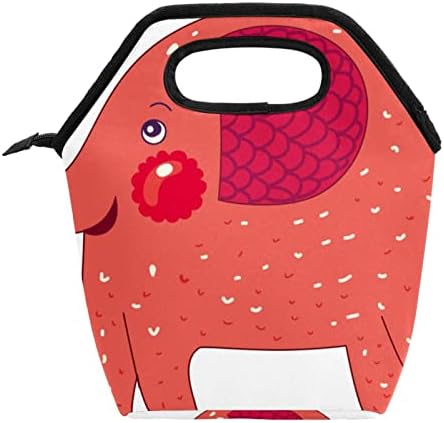 Lunchagem Guerotkr para homens, lancheira isolada, lancheira adulta, padrão de arte de elefante rosa abstrato
