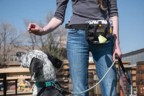 Ollydog Dog Treat Pouch e corda coleira, bolsa de dia de interior e pacote de trela da montanha, confortável para