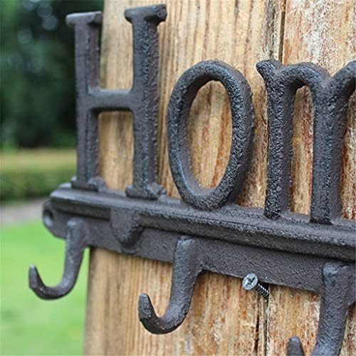 Zlbyb Farm House Accents feitos à mão Antique letras pretas Sinais de parede de ferro fundido com quatro cabides