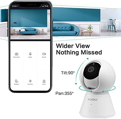 Câmera de segurança sem fio Xodo, E6 IP 1080p HD Plug-in Câmera Wi-Fi Indoor para Segurança em casa/Monitor/Pet/Nanny, Detecção de