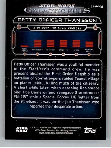 2018 Topps Star Wars Galactic Arquivos TFA-43 Petty Officer Thanisson Official Nemport Trading Card em NM ou melhor