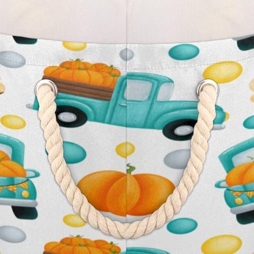 Ação de Graças Pumpkin in Car grande cestas redondas para cestas de lavanderia de armazenamento com alças cesto de armazenamento