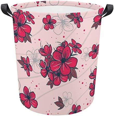 Lavanderia cesto de ameixa Blossom Padrões clássicos cesto de roupa com alças Saco de armazenamento de roupas sujas dobráveis ​​para