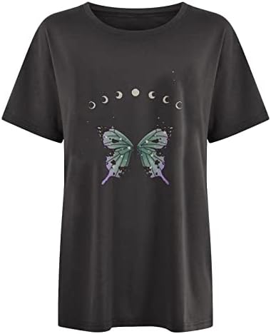 Blusa feminina BMISEGM Relaxed Butterfly T-Shirt T-Shirts Summer Summer Casual Casual Manga Curto