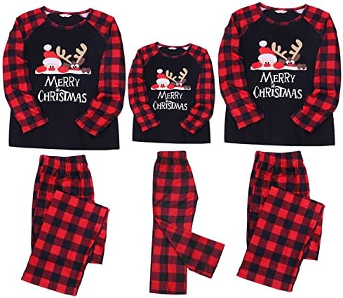 Family Combating Pijamas Conjunto de Ano Novo Plaid Plaid Loungewear Família Christmas Combation Pijamas Manga longa