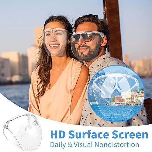 TOLOO 2 PCS Segurança escudos de rosto, guarda clara com óculos, máscara completa transparente anti-capa Proteja a boca do nariz do