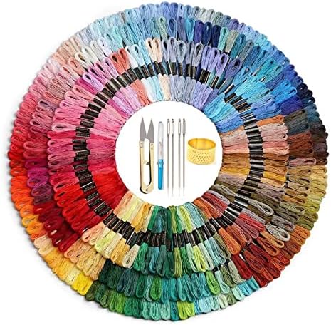 FindVoor 200 Rainbow Color Borderyer Thread, Frea de ponto de bordado de bordado, fio dental de pulseiras, braceletes de amizade