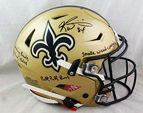 Ricky Williams autografou sem santos f/s capacete Speedflex com estatísticas - JSA W Auth - capacetes NFL autografados
