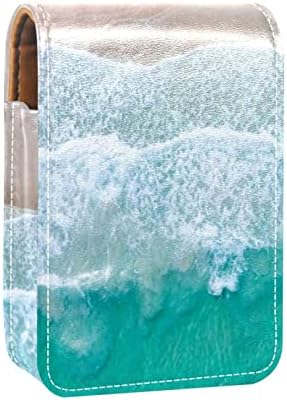 Caixa de batom de Guerotkr, organizador de batom de Lip Lip Gloss com espelho, Mini Lipstick Surfol, Padrão de mar azul