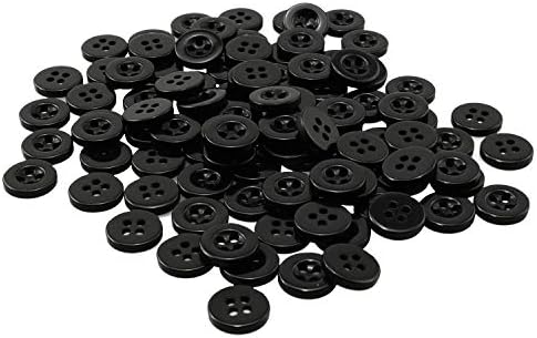 WhyHKJ 100pcs redondo botão de resina preta 11,5 mm 4 orifícios Botões de costura para vestuário Diy Costura de costura