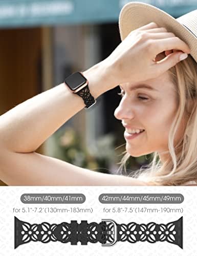 Wearlizer 2 embalagem fina de recutas de renda floral compatível com Apple Watch Relógio 42/44/45/49mm Women Silicone Band