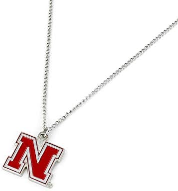 Aminco NCAA Nebraska Cornhuskers Logo Colar de aço inoxidável, pulseira e pacote de presentes de Earings