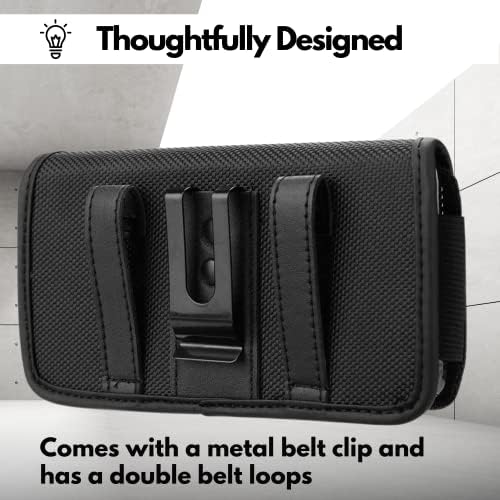 Caixa de telefone Pro, capa do coldre de bolsa horizontal da CBUS com clipe de metal, loop de cinto, fechamento magnético