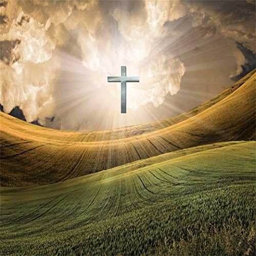 Aofoto 10x10ft Christian Cross irradia luz no cenário do céu Jesus Cristo Antecedentes de fotografia Nosso Senhor Ressurreição