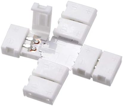 Uxcell 8mm 2p Cross -Shape LED Conector para uma cor única 3528 2 Luzes de tira de condutores de condutores 5pcs