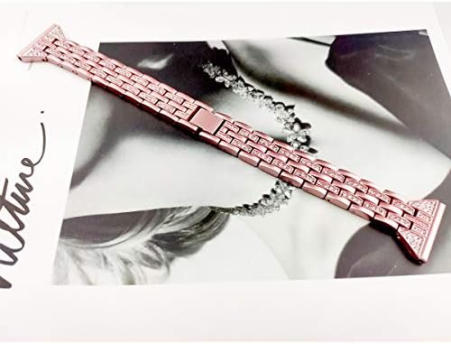 Mtozon Metal Bands Compatível com Fitbit Versa/Versa 2/Versa Lite, pulseira de strass de metal substituta pulseira de pulseira de pulseira para mulheres, prata em ouro rosa preto preto