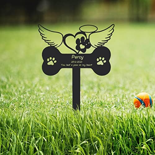 GoodQueen Custom Dog Memorial Grave Marker, Stake personalizada de memorial de cães metal, estaca de jardim de quintal para