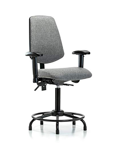 LABTECH ASSENTO LT42392 Cadeira de bancada média, tecido, base de tubo redondo médio -braços, braços, planícios, Borgonha