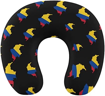 Mapa de bandeira do travesseiro de viagem da Colômbia para travesseiro de travesseiro em forma de trem do trem de trem em um pillow