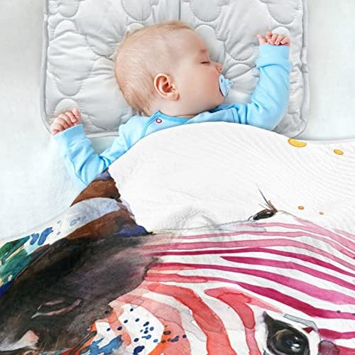 Cataku Watercolor Zebra Animal Baby Plain para meninos meninas Casco de algodão Cama de cobertor Licho macio recebendo manta de bebê