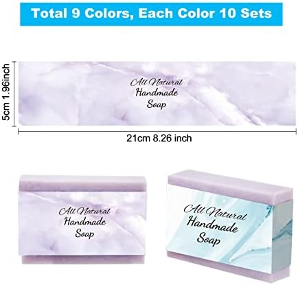 PH Pandahall 90pcs Sapacadores de sabão de mármore, 9 Styles Soop embalagem papel Soop Wrap Fita de papel vertical Tags de papel