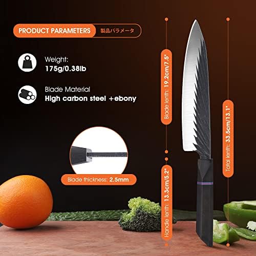 Rococo Santoku Chef Pão Faca Viking Cleaver Knife Conjunto Japão forjado em Faca Faca Faca High Carbon Steel Cleaver com bainha