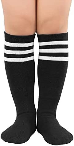 Meias altas de joelho de Zando para meninos meninos três listras meias de futebol para crianças uniformes escolares meias