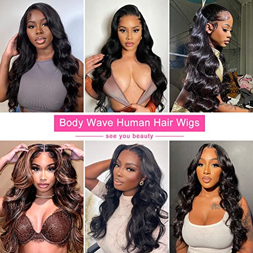 Aliluner 13x6 Onda corporal Lace Front Wigs Human Human para mulheres negras 180% Densidade HD Lace transparente perucas frontais