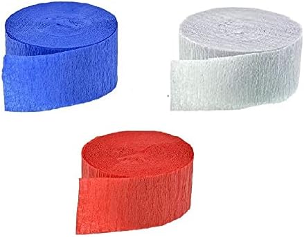 Flâmicas de papel de crepe branco e azul vermelho