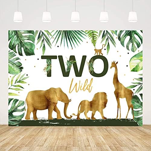 Ticuenicoa 5x3ft Two Wild 2nd Birthday Birthdap Salon Safari Gold Gold Animal