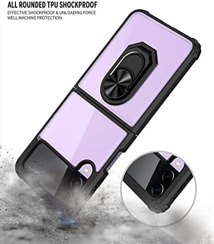 Niopiee para Samsung Galaxy Z Flip 4 Caixa dobrável Caixa de choque clara e clara com anel híbrido híbrido de proteção pesada protetora