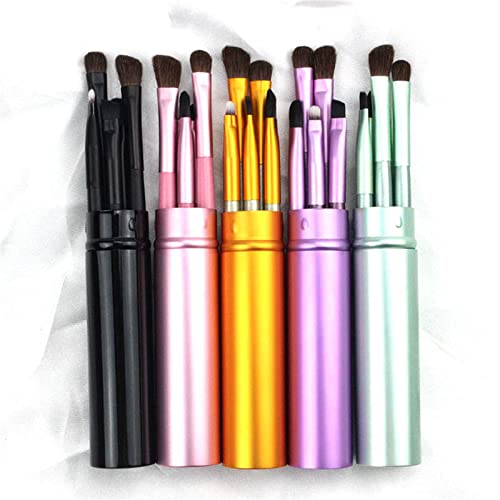 Bruscos de maquiagem Xiahium 5 PCs com casos Profissionais portáteis de maquiagem colorida escova de escovas de sombra