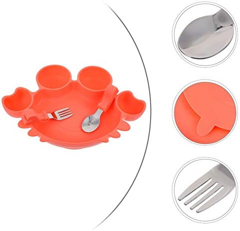 Toyandona Baby Silicone Plate com garfo e spoob forma de caranguejo 5 placa de computador para crianças alimentação