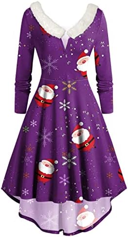 Vestido de festa de tamanho grande feminino, feio suéter de Natal de manga longa trajes de vestido de skatista para mulheres