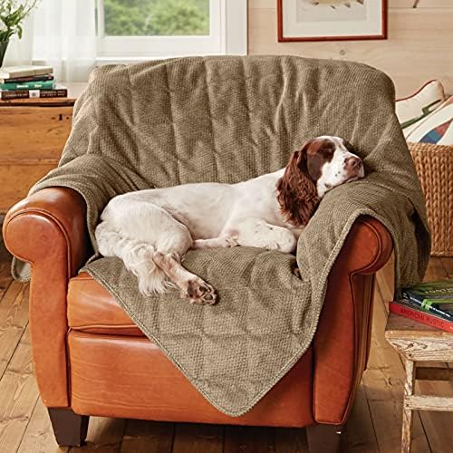 Orvis Grip Tight Quilted Trow Dog Clanta - Cobertores laváveis ​​aconchegantes para cães com apoio não deslizante, marrom - grande
