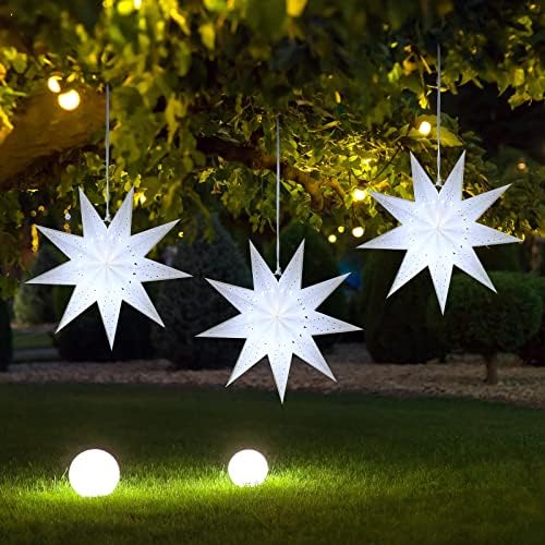 3 PCs Paper Star Lanterns With Lights White Star Paper Lanterns para Casamentos Lanterna Diwali de 9 Point Estrela de Papel Holding