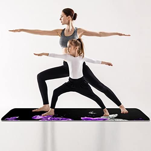 Yoga Mat, tapetes de ioga para treino doméstico, tapete de exercícios, tapetes de exercícios, pilates tapete, borboletas brancas roxas