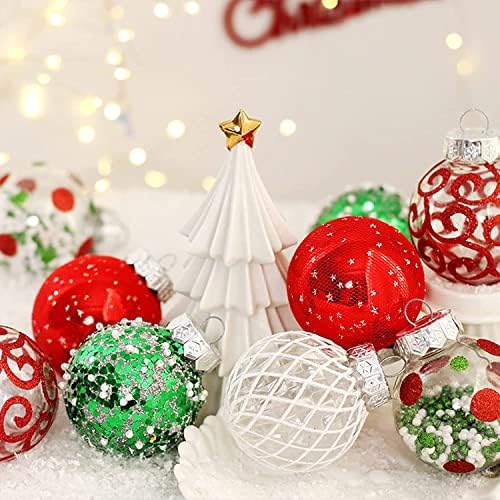 Decorações penduradas no Natal, enfeites de árvore de Natal, enfeites de natal, enfeites de bola de Natal vermelhos Conjunto de 25,