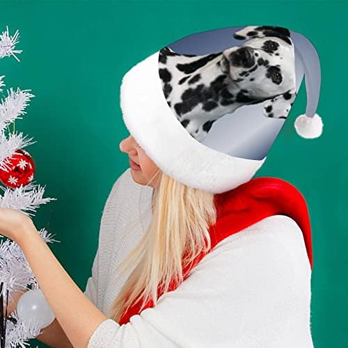 Capinho de Natal Dalmata Capéu de Natal Chapéus de Natal engraçados Chapéus de festa de férias para mulheres/homens