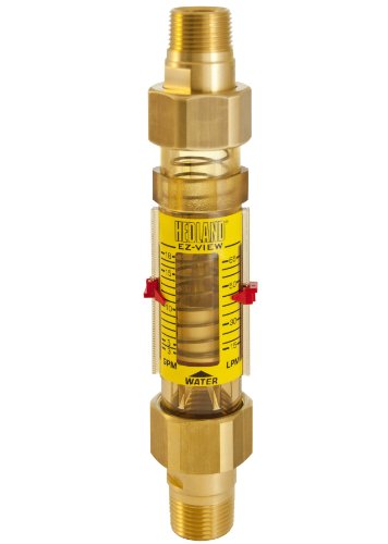 Hedland H625-018-R EZ-View Flowmeter, polifenilsulfona, para uso com água, 3,0-18 gpm Fluxo de fluxo, masculino NPT de 3/4