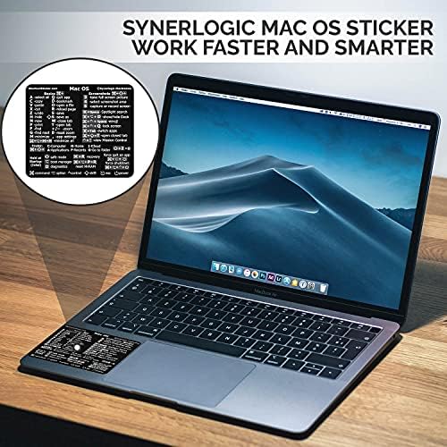 Adesivo de atalho de teclado de referência do Mac OS synerLogico, vinil laminado, sem resíduos, para MacBook Air/Pro/iMac/mini