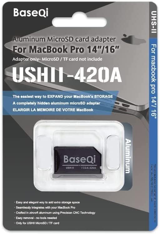 BaseQi UHS-II Adaptador microSD para 2021 M1 MacBook Pro 14 e 16 ”