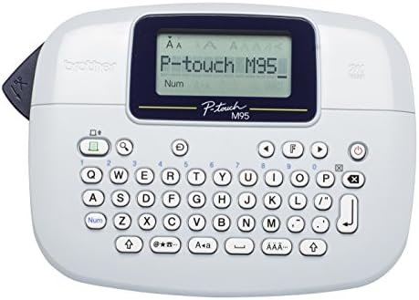 Brother Pt-M95 Maker, impressora de etiqueta P-Touch, computador de mão, teclado QWERTY, rótulos de até 12 mm, inclui cassete preto em fita branca
