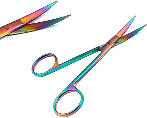 Multi Titanium Color Supercut Iris Micro Scissors 4,5 Curvado com uma lâmina serrilhada aço inoxidável por G.S Online Store