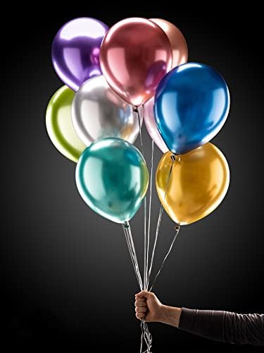 Winkyboom 90 balões metálicos variados cor 12 polegadas 9 tipos de látex brilhantes para decorações de festas de glamour e muitas
