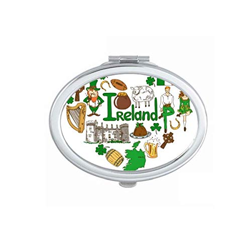 Irlanda Love Heart Landscap Nacional Bandro Espelho Portátil Composição Mãe Double Side Glasses