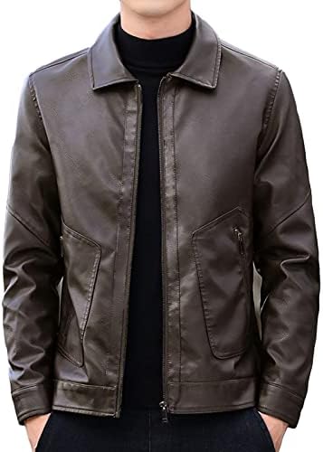 Maiyifu-GJ Men's Lapeel Faux Casual Casual Casual Fit Motorcycle Jackets Lightweight Vintage